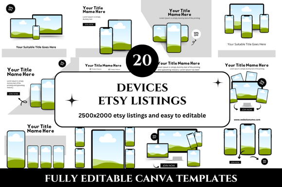 20 Devices Etsy Listings Mockup: Designing with Authenticity