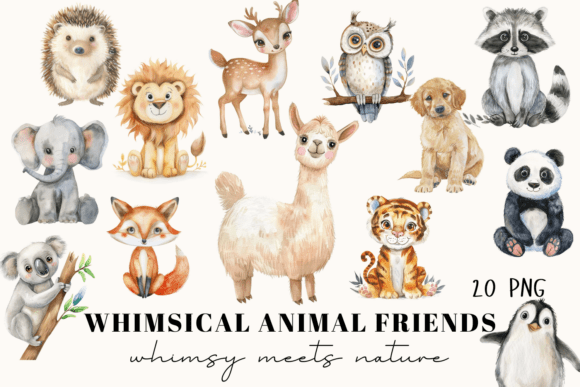 20 Whimsical Animal Clipart Set: A Practical Resource for Creative Projects