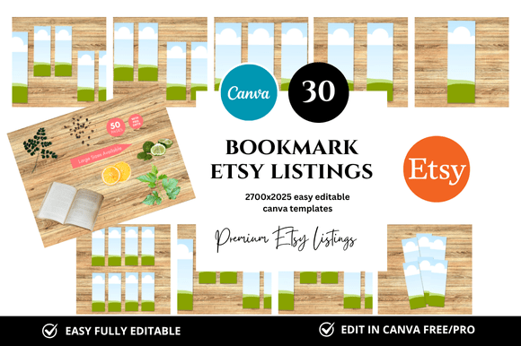 30 Bookmark Premium Etsy Listings Mockup: Streamline Your Shop Presentation