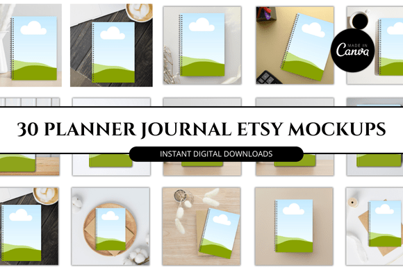 30 Planner Journal Mockup Bundle for Canva