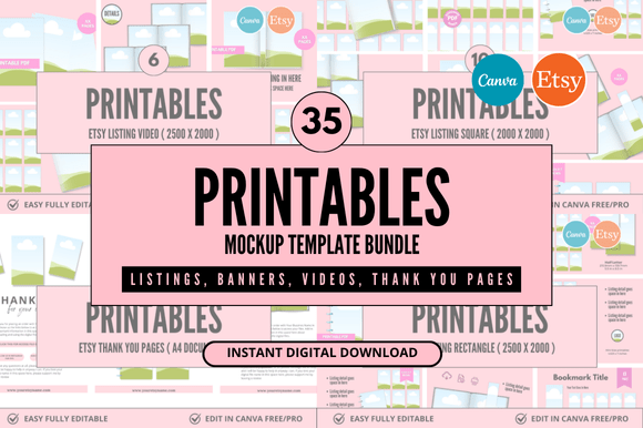 35 Printables Etsy Canva Mockup Bundle: Your Creative Shortcut