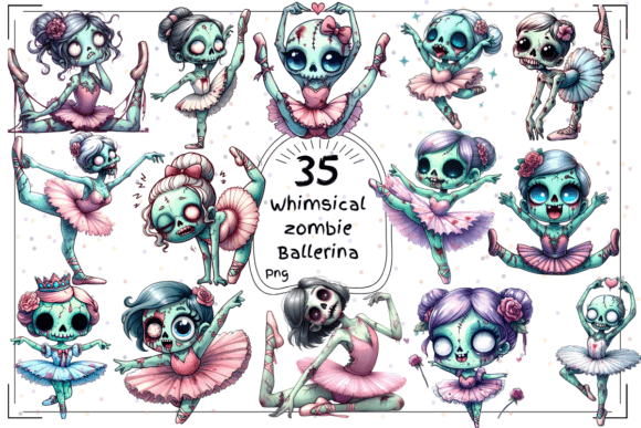 35 Whimsical Watercolor Zombie Ballerina: A Strategic Creative Asset for Distinctive Branding and Content