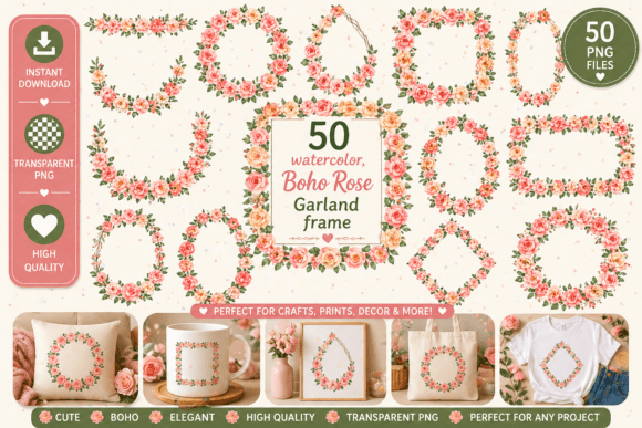 50 Boho Watercolor Rose Garland Frames: A Practical Guide to Integrating Handcrafted Design Assets into Your Creative Workflow