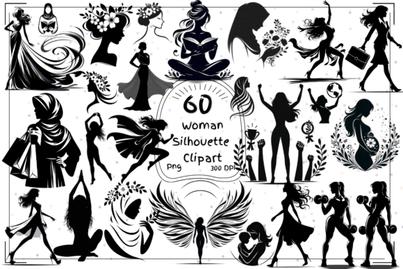 60 Woman Silhouette Clipart Collection for Creative Projects