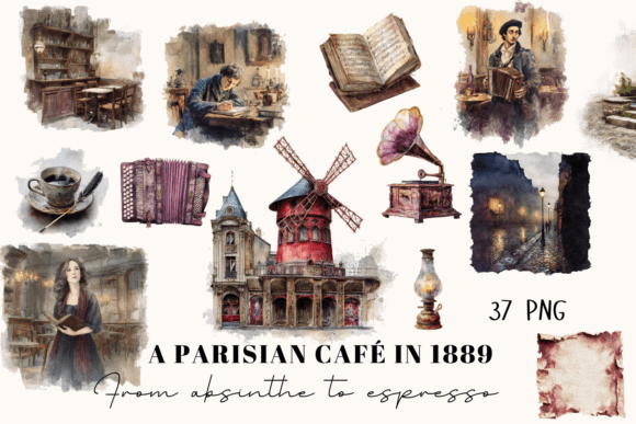 A Practical Review of the Parisian Café Clipart Set – 37 PNGs