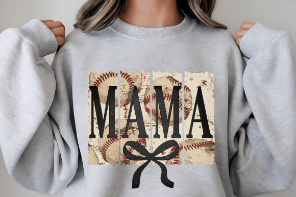 Baseball Mama Coquette Bow PNG for Creatives