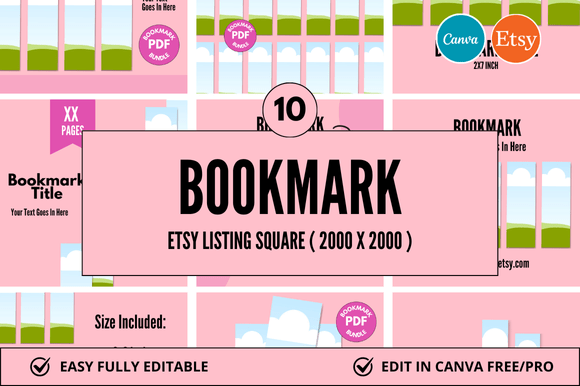 Bookmark Etsy Square Canva Mockup