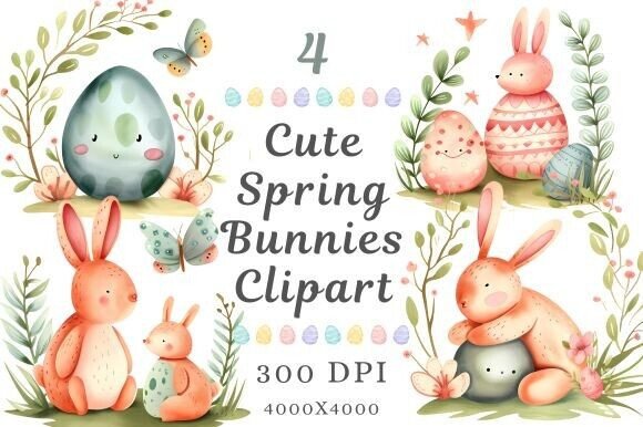 Cute Spring Bunnies Clipart: A Versatile Creative Resource for Every Project