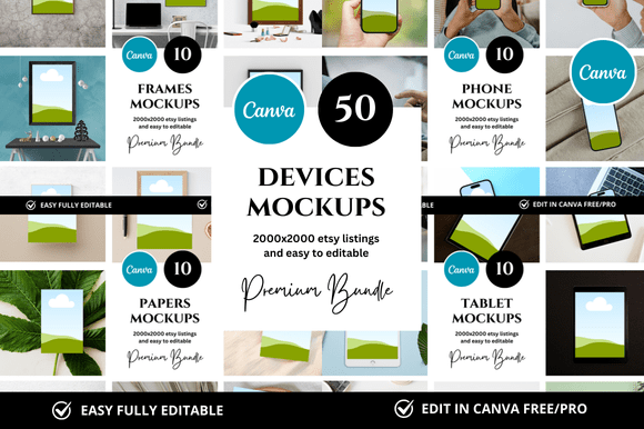 Elevate Your Etsy Shop with a 50 Device Etsy Mockup Bundle
