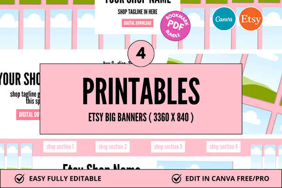 Etsy Banner Design with Printables and Canva