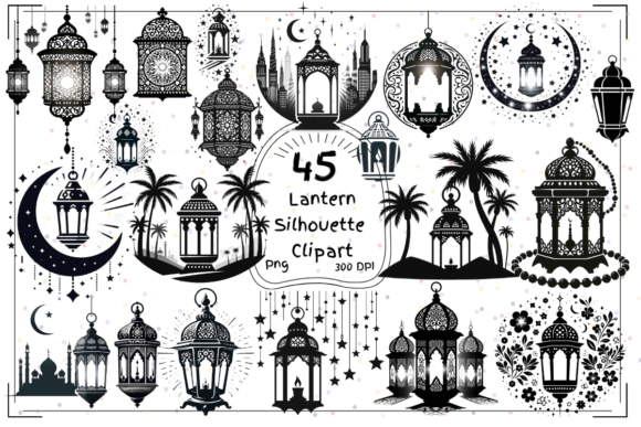Exploring the Versatility of 45 Lanterns Silhouettes Clipart for Design Projects