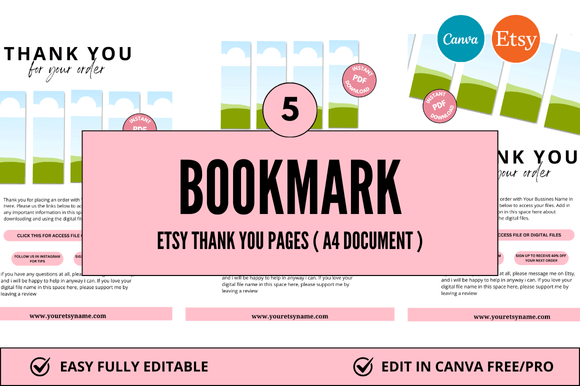 How to Create a Beautiful Bookmark Etsy Thank You Design with a Canva Mockup