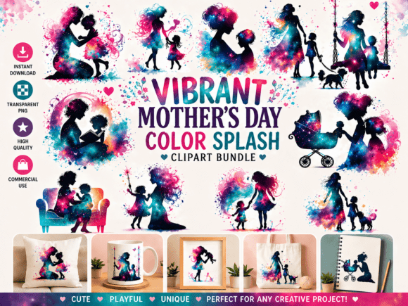 Mother's Day Color Splash Silhouette