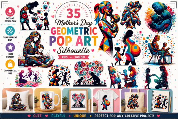 Mother's Day Geometric Pop Art Silhouette: A Fresh Take on a Classic Celebration