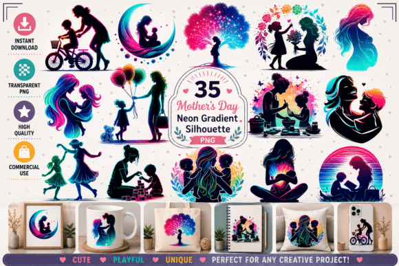 Neon Gradient Mother's Day Silhouette: Redefining Visual Storytelling for Modern Professionals