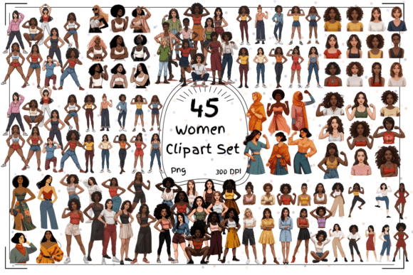Using the 45 Empowered Women Clipart Set to Elevate Your Visual Storytelling