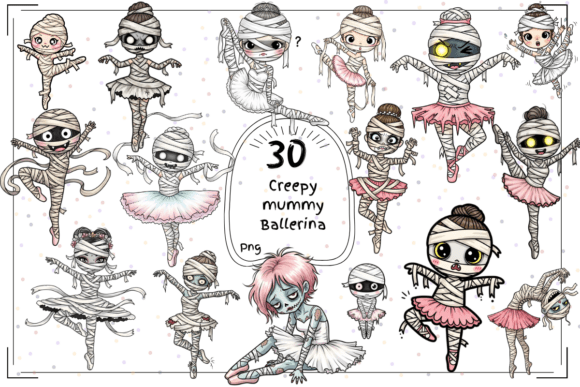 Watercolor Creepy Mummy Ballerinas