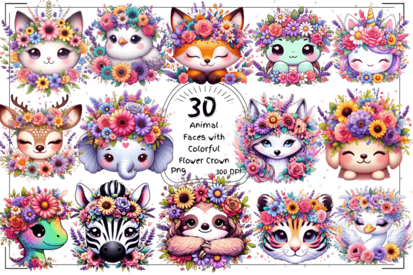 Whimsical Animal Faces with Floral Crown: A Practical Look at a Distinctive Design Asset